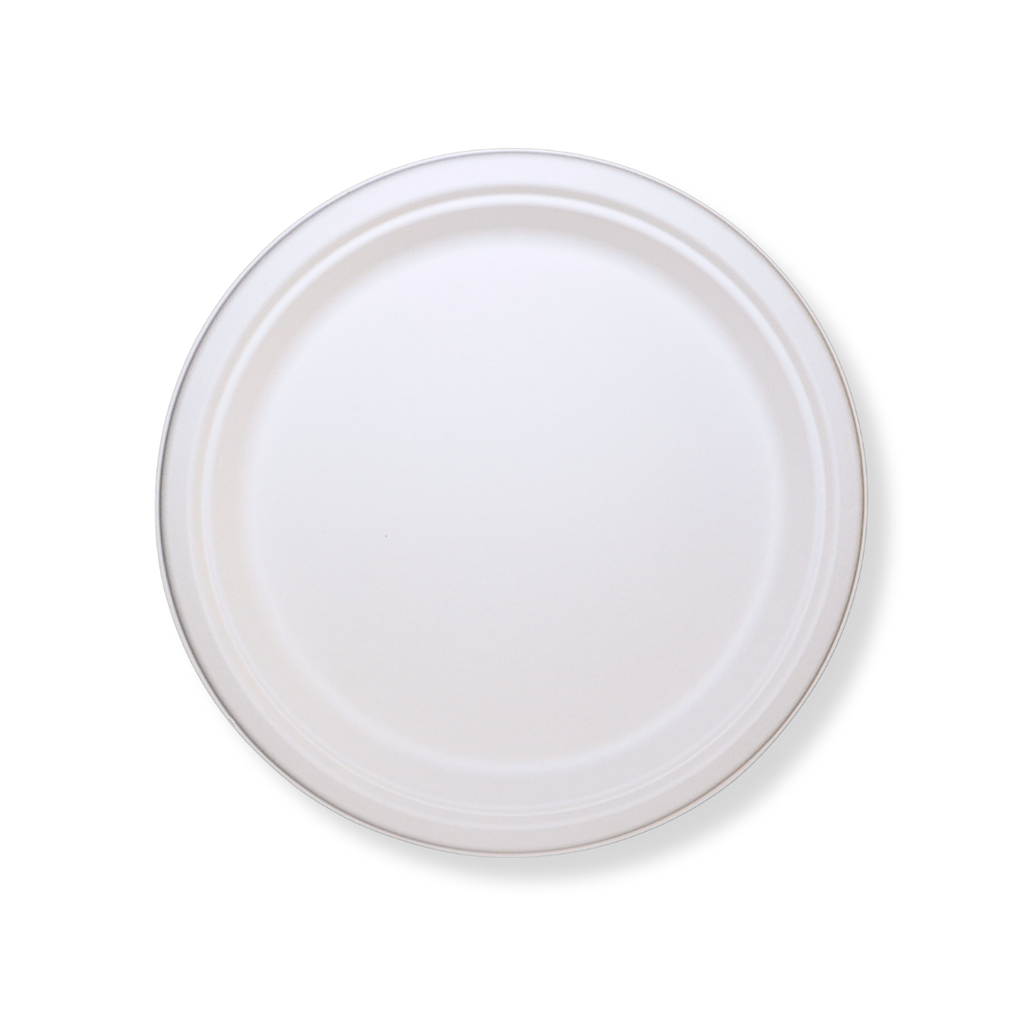 10-Inch White Plant Fiber Round Plate, 1-Compartment — 500/Case