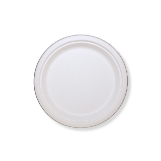 9-Inch White Plant Fiber Plate, Round, 1-Compartment — 500/Case
